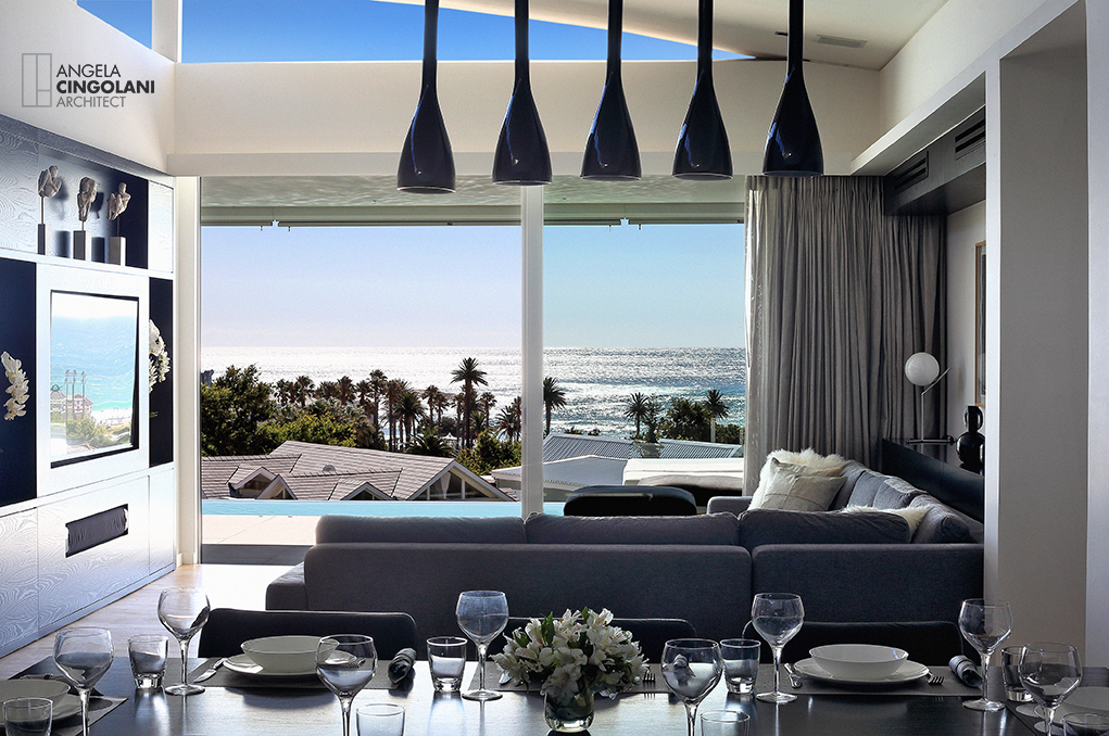 Angela Cingolani - Salone e tavolo - Cape Town vista mare